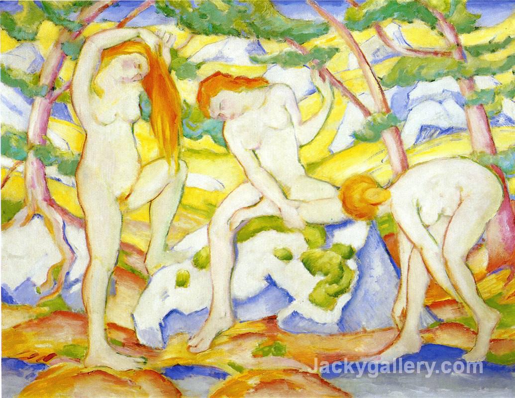 Bathing Girls by Franz Marc paintings reproduction